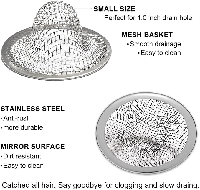 Seatery 1.0" Bathroom Sink Drain Strainers, Mop Pool, RV Sink, Stainless Steel - Image 4