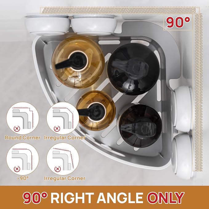 LEVERLOC Corner Shower Caddy Suction Cup, shower shelves suction cup - Image 5