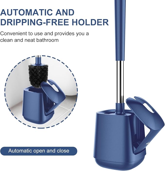 SetSail Toilet Brush and Holder 3 Pack, Self Closing Lid Toilet Bowl Brushes - Image 4