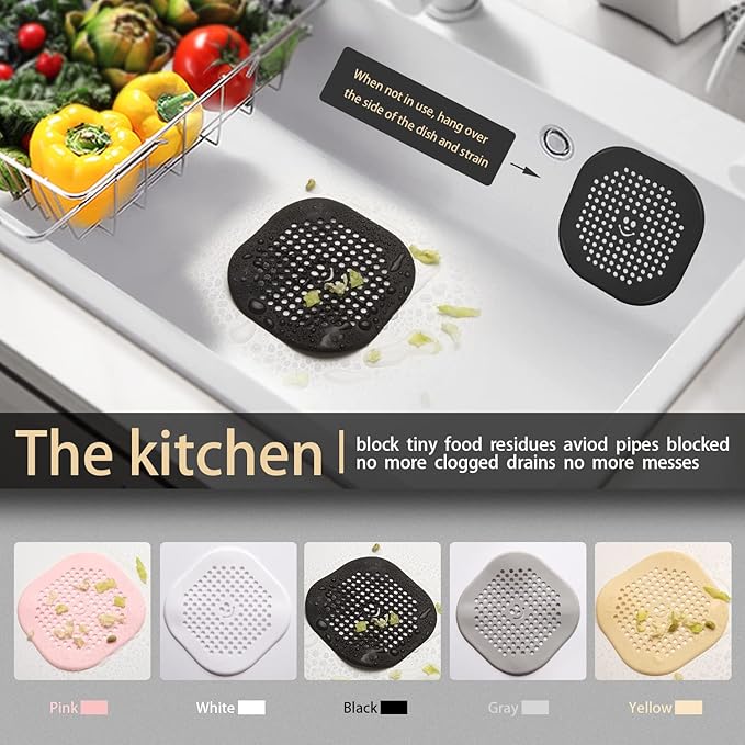 2 Pack Drain Cover Hair Catcher Silicone Drain Protector Hair Stopper - Image 4