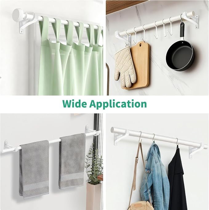 KOLAKO Curtain Rod Bracket, Heavy Duty Holders, 12 Pack White Hooks Hangers - Image 8