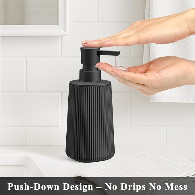 Black Hand Soap Dispenser for Bathroom and Kitchen | No Rust Pump Refillable - Image 2