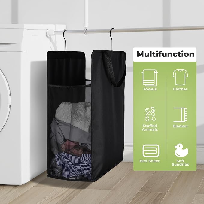 FENTEC 1 Pack Black Hanging Laundry Hamper，Laundry Hamper Bag - Image 5
