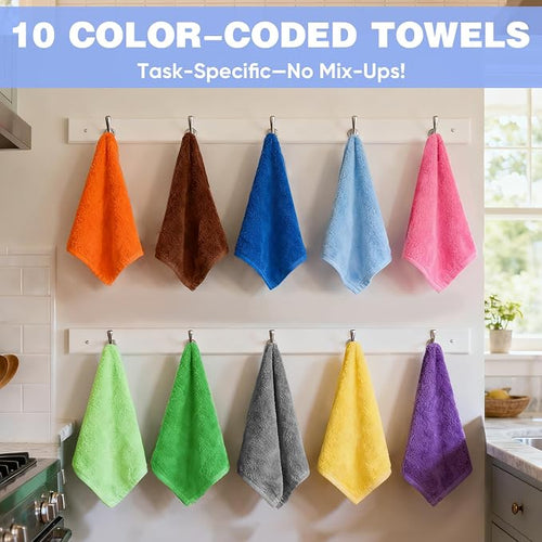 10 Colors Microfiber Cleaning Cloths, 400 Pack Assorted Cleaning Rags | Highly - Image 2