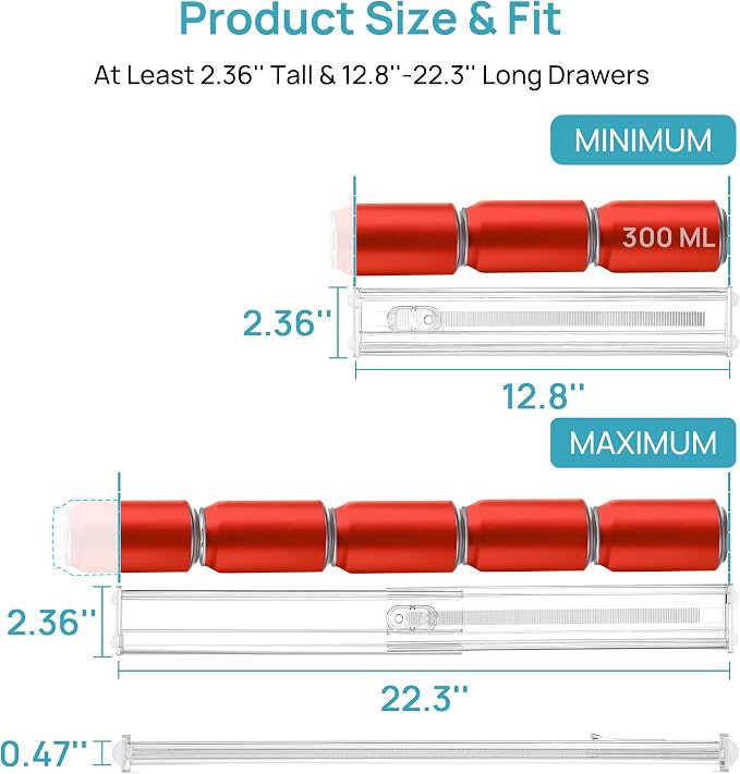 Vtopmart 2.36" Short Upgrade Drawer Dividers 12.8"-22.3" Expandable 12 Pack | - Image 8