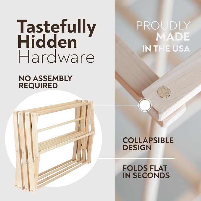 Clothes Drying Rack: Solid Maple Hard Wood Laundry Rack - Image 4
