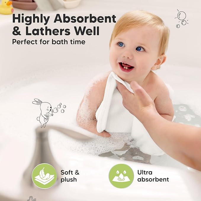 6-Pack Baby Washcloths, Soft Absorbent Washcloths - Image 3