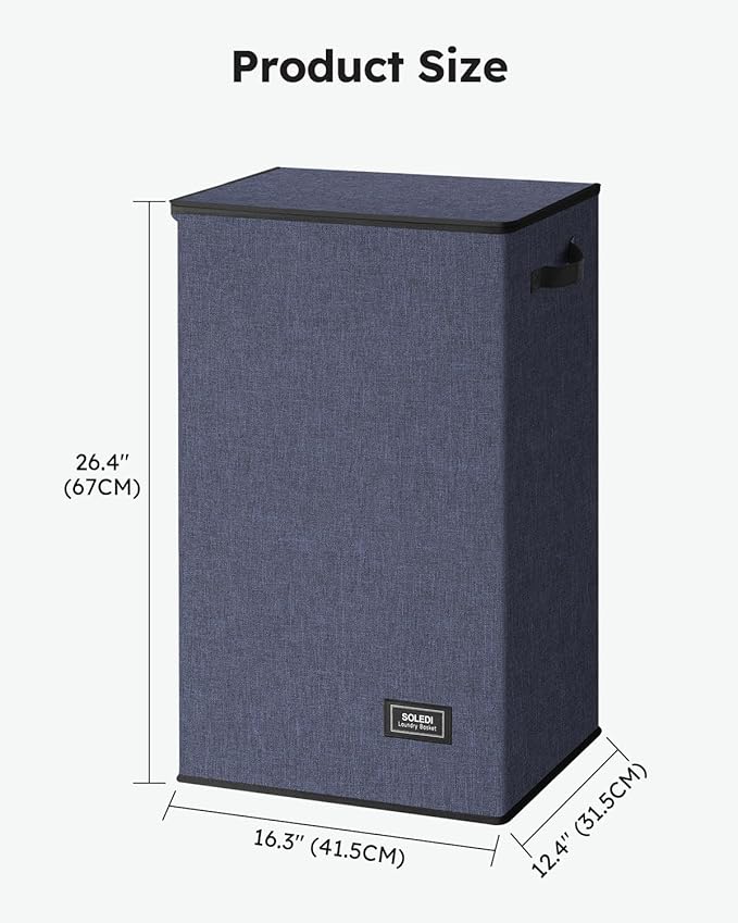 SOLEDI 90L Laundry Hamper with Lid, Large Collapsible Laundry Basket | Sturdy - Image 9