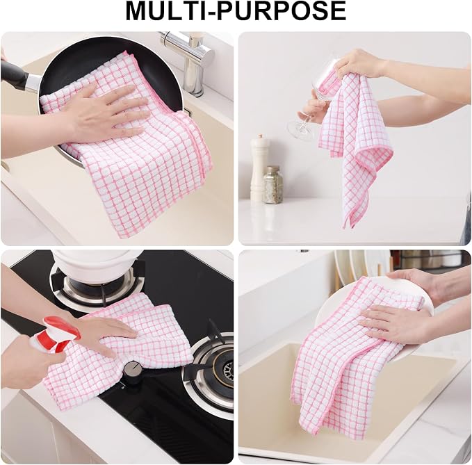 Kitinjoy Cotton 8 Pack Terry Kitchen Towels, Mix Colour - Image 4