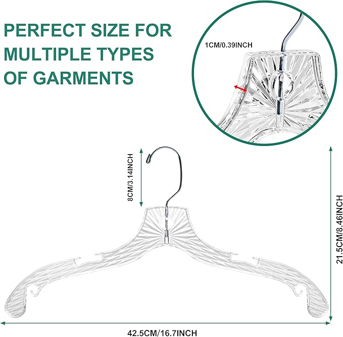 Quality Hangers 12 Pack Crystal Clear Plastic Hangers - Image 3