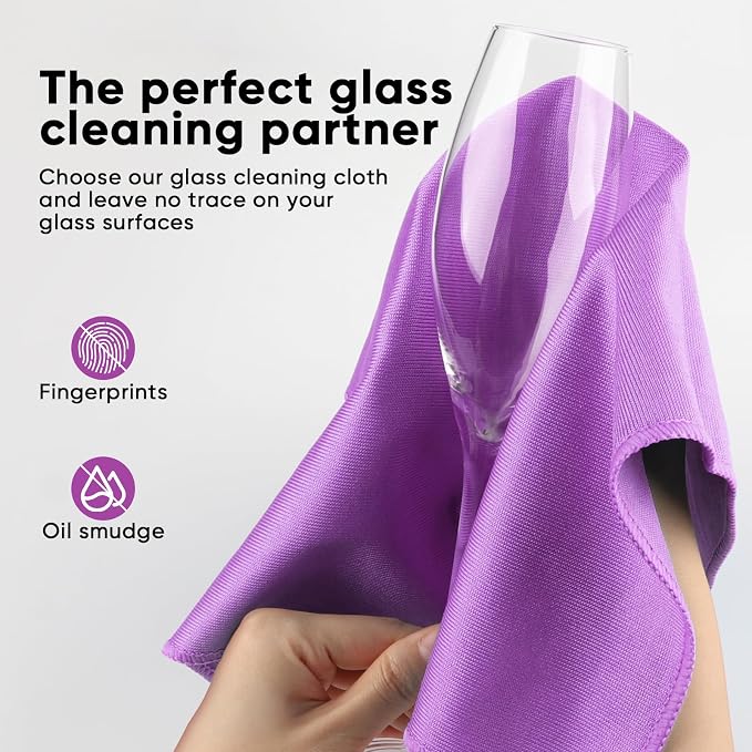 HOMEXCEL Glass Cleaning Cloths 12PK, Streak Free Towel - Image 3