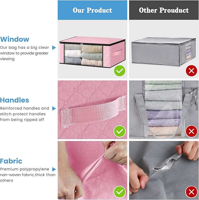 HomeHacks 3-Pack Clothes Organizer Storage Bags, 35L Storage Bins, Reinforced - Image 5