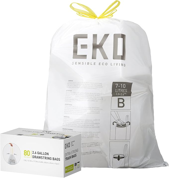 EKO 2.6 Gallon / 7-10 Liter, Extra-Strong Unscented Garbage Bags, Easy-Dispense by Unknown