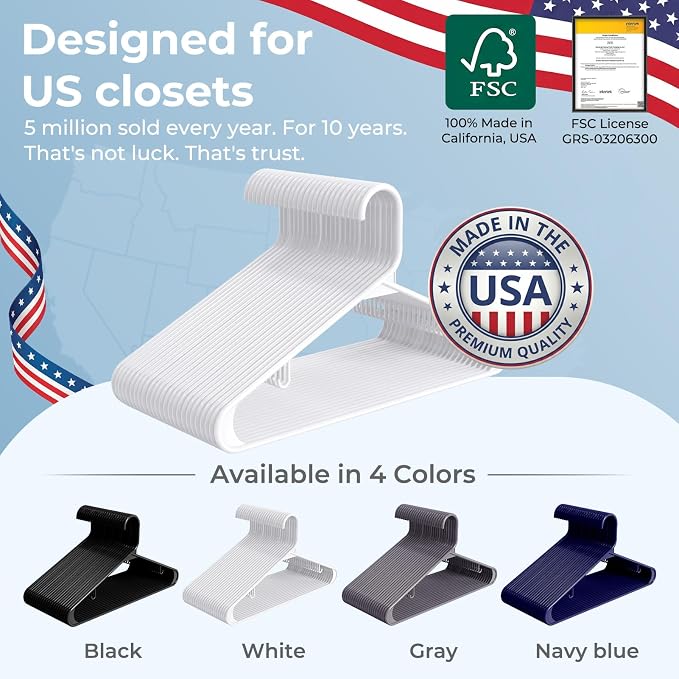 HOUSE DAY White Plastic Hangers 120 Pack, Slim Space-Saving Clothes Hangers | - Image 8