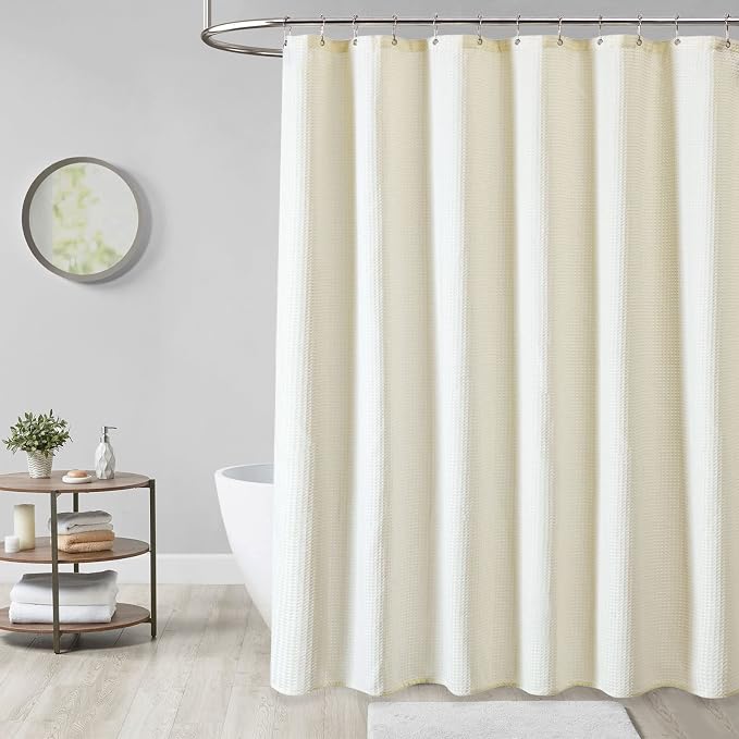 Dynamene Stall Waffle Shower Curtain 256 GSM Heavy Fabric 48x72 Cream/Ivory - Image 6