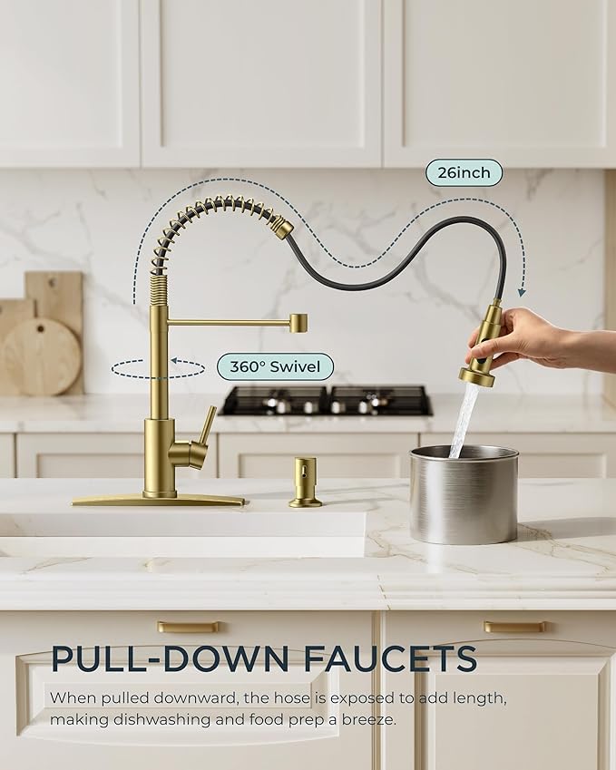 FORIOUS Gold Kitchen Faucet - Image 2