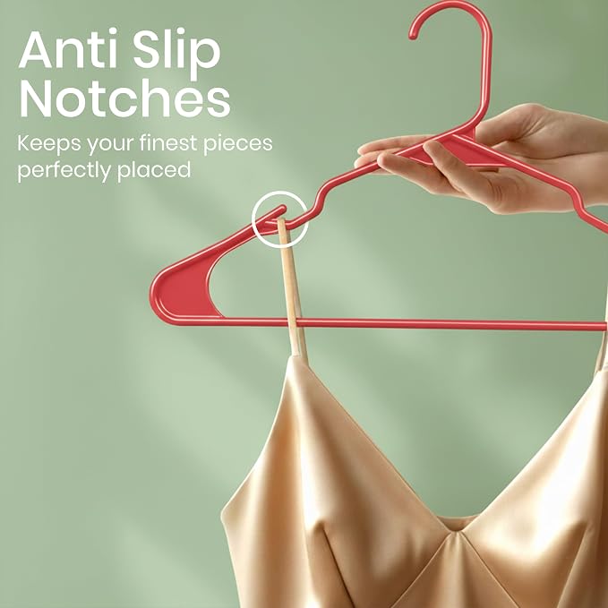 Utopia Home Plastic Hangers 30 Pack – Space Saving Clothes Hanger Red | Durable - Image 3