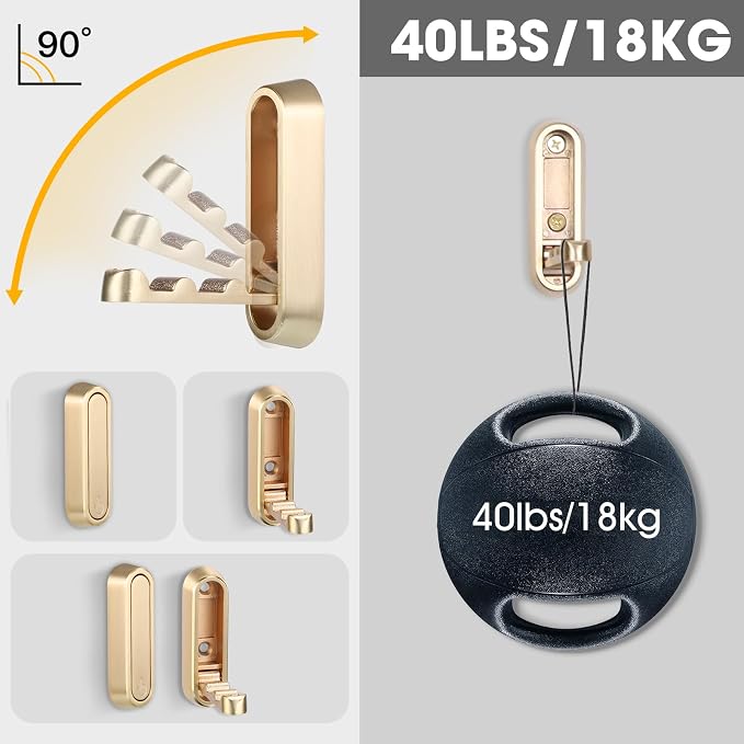 Foldable Wall Hook, 4 Pack, Screw Mounted, Heavy Duty Coat Hooks | 90° Foldable - Image 2
