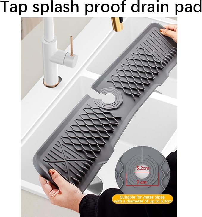 24 Inch Faucet Mat for Kitchen Sink Silicone Sink Splash Guard 5° Slope Faucet - Image 8