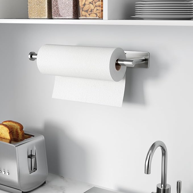 Paper Towel Holder, Self-Adhesive or Drilling， Brushed Nickel, 1 Pack - Image 7