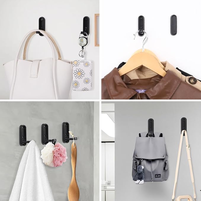 Foldable Wall Hook, 4 Pack, Screw Mounted, Heavy Duty Coat Hooks | 90° Foldable - Image 6