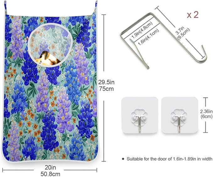 2PCS Hanging Laundry Hamper Bag Over the Door Laundry Hamper Wall Hamper Large - Image 3
