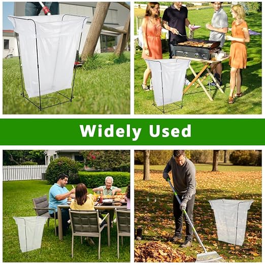 Trash Bag Holder, Garbage Bag Holder, Metal Leaf Bag Holder Stand | Portable - Image 5