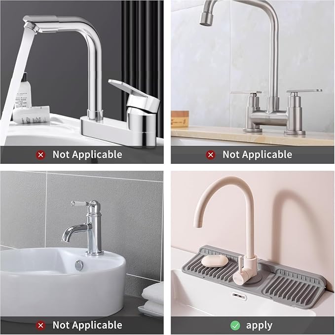 Faucet Mat For Kitchen Sink Silicone Splash Guard Mat, Snap On Cuttable Hole - Image 7
