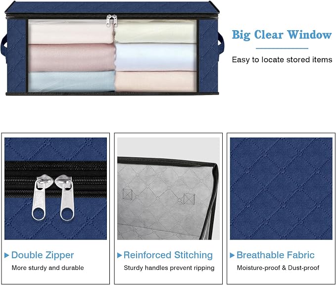 HomeHacks 3-Pack Clothes Organizer Storage Bags, 35L Storage Bins, Reinforced - Image 4