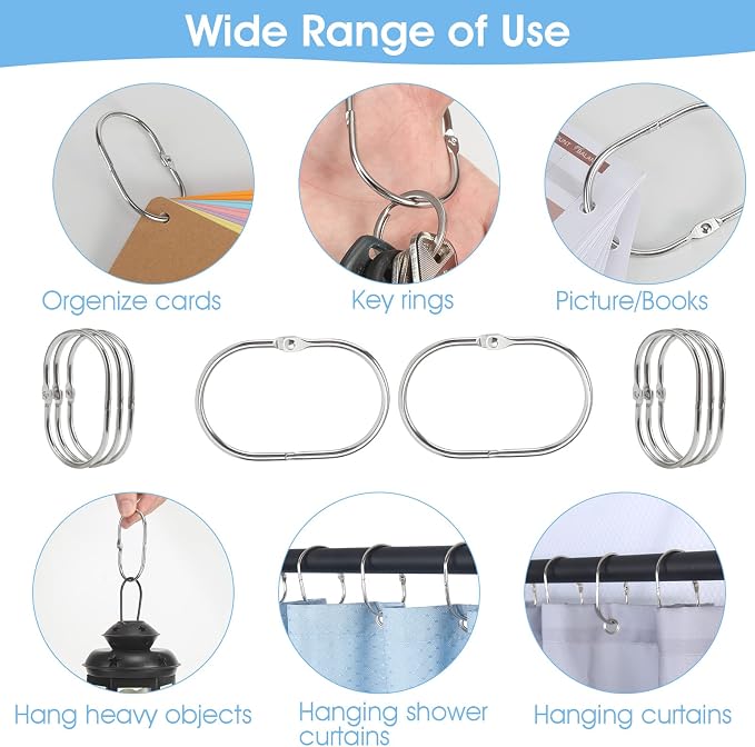 24 Pcs Shower Curtain Rings, Shower Curtain Hooks, Oval Snap Shower Rings - Image 6