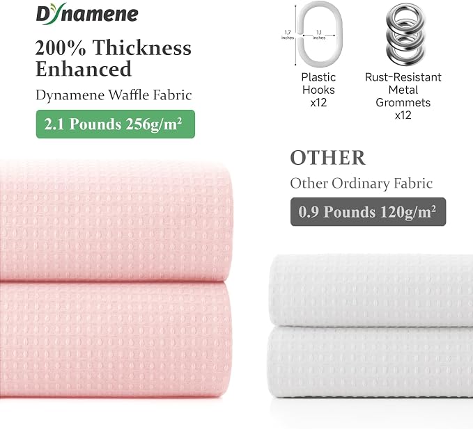 Dynamene Stall Waffle Shower Curtain 256 GSM Heavy Fabric 48x72 Pink - Image 5
