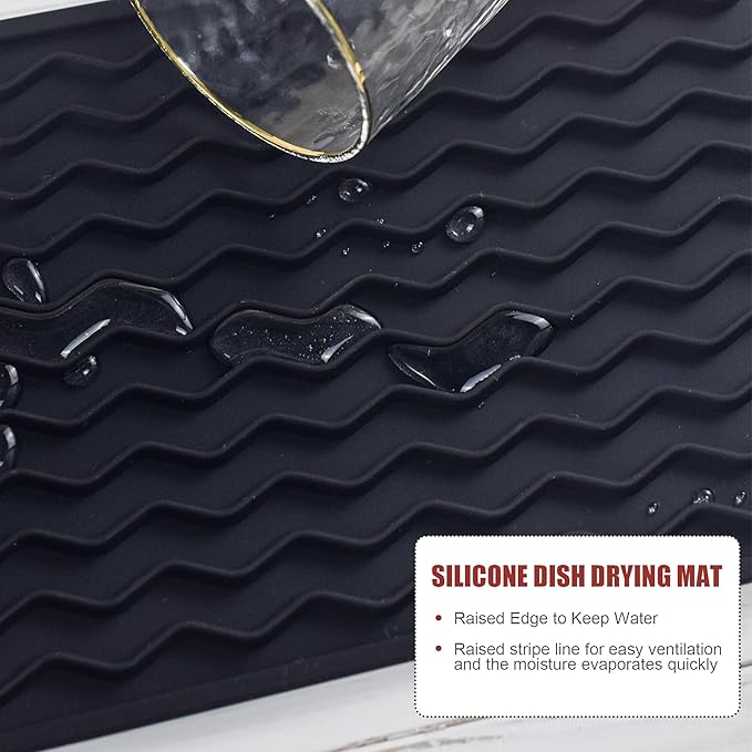 Silicone Dish Drying Mat, Non-Slip Easy Clean Sink Mat, Large Heat-resistant - Image 4