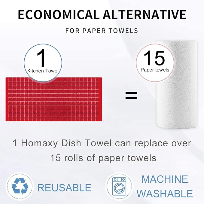 Homaxy 100% Cotton Terry Kitchen Towels, 6 Pack - Image 7