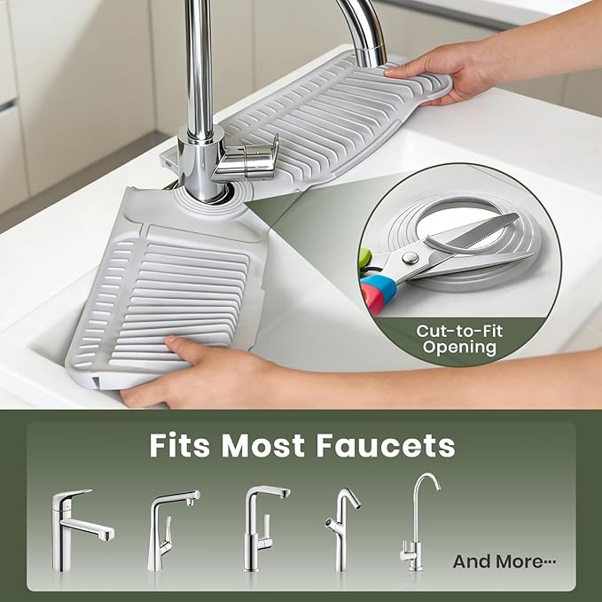2PCS 24 Inch Faucet Mat for Kitchen Sink, Silicone Splash Guard for Kitchen - Image 6