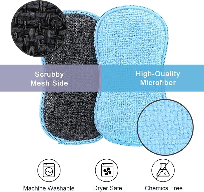 HOMEXCEL Dish Sponge 6 Pack, Microfiber Kitchen Sponges - Image 2