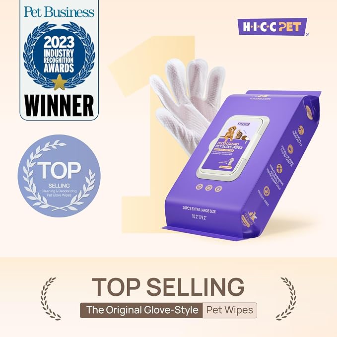 HICC PET Dog Wipes for Dogs & Cats, Glove Design, Head-to-Tail Grooming - Image 2