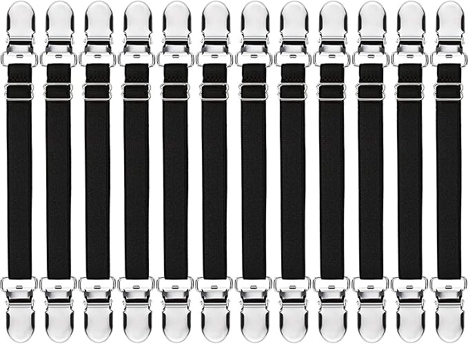 Boao 12 Pcs Bedsheet Strap Elastic Clip, 4-8 Inch Length | Adjustable Corner by Boao
