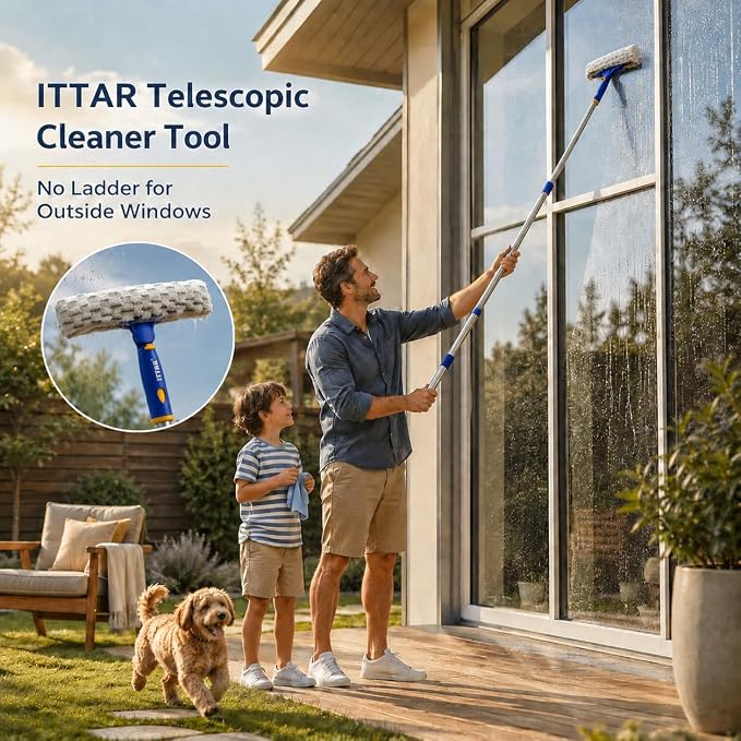 Window Squeegee with 2 Sets Separate Pole, Shower Glass, Car Windshield - Image 6