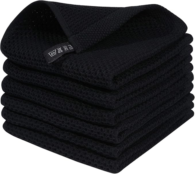 Homaxy 100% Cotton Waffle Weave Kitchen Dish Cloths 6-Pack, Ultra Soft by Homaxy