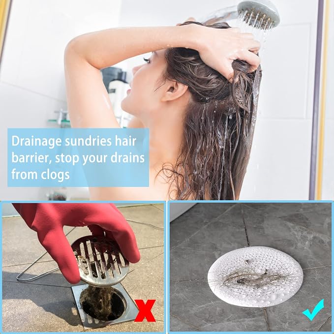 6-Pack Drain Hair Catcher Durable Silicone Hair Stopper Shower Drain Covers - Image 3
