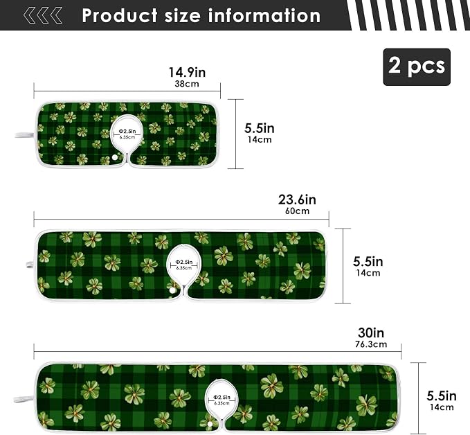 Green Checkered Black St Patricks Clovers Sink Mat - Image 4