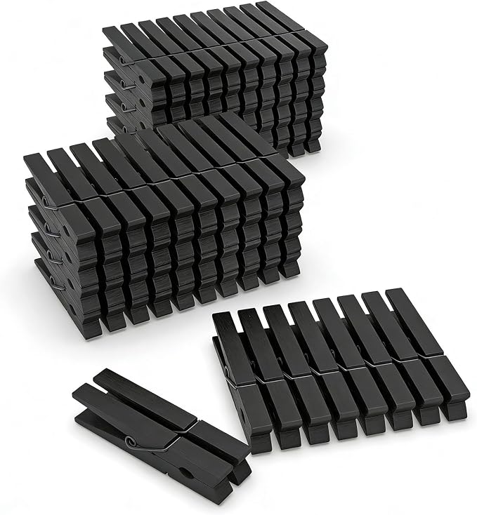 100 Pcs Black Clothes pins by FEFU