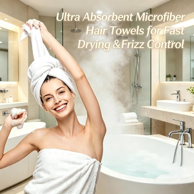 White Dual-Sided Microfiber Bath Towel, 2 Pack 48"x24" Ultra Absorbent Quick - Image 9