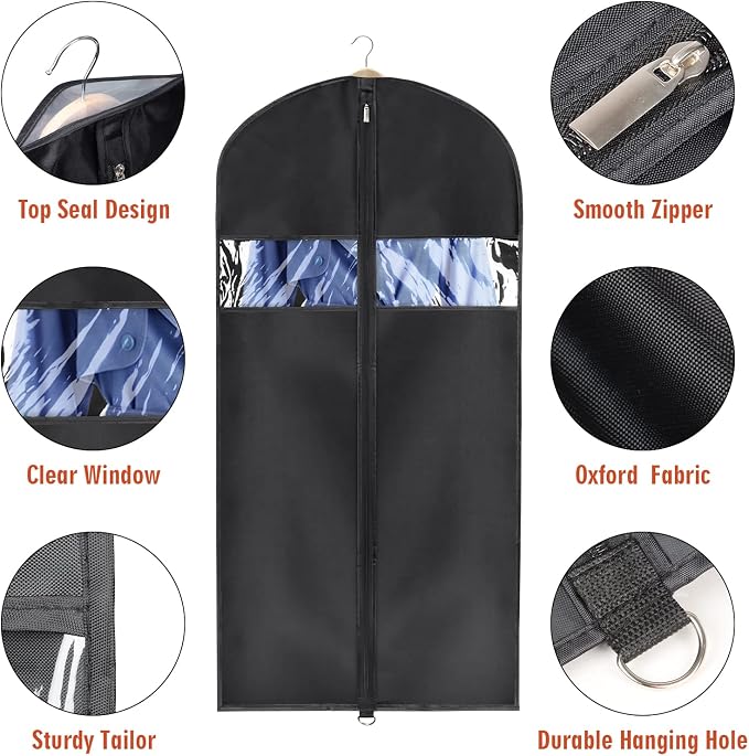 Univivi Garment Bag Suit Bag for Storage and Travel, 50 Inch, Oxford Fabrics - Image 3