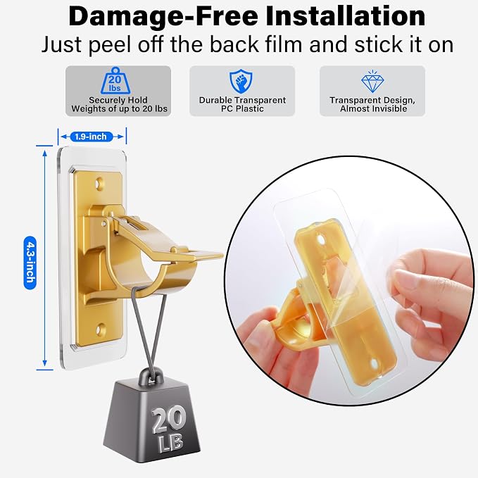 6PCS Self Adhesive Curtain Rod Bracket, No Drilling Curtain Rod Holders | 20lbs - Image 4
