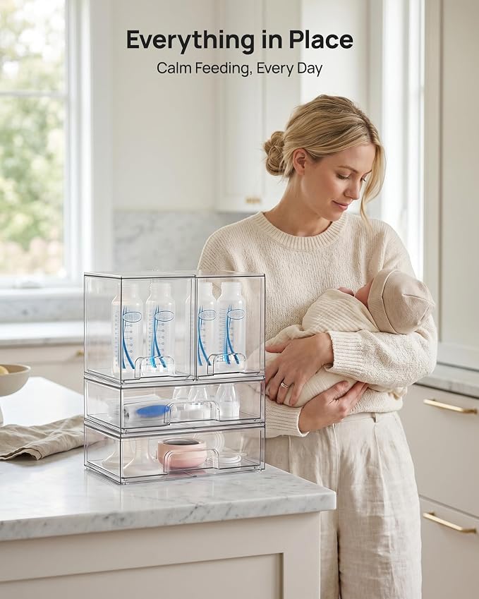 Vtopmart Clear Stackable Storage Drawers Set of 8, Plastic Organizer Bins | - Image 5
