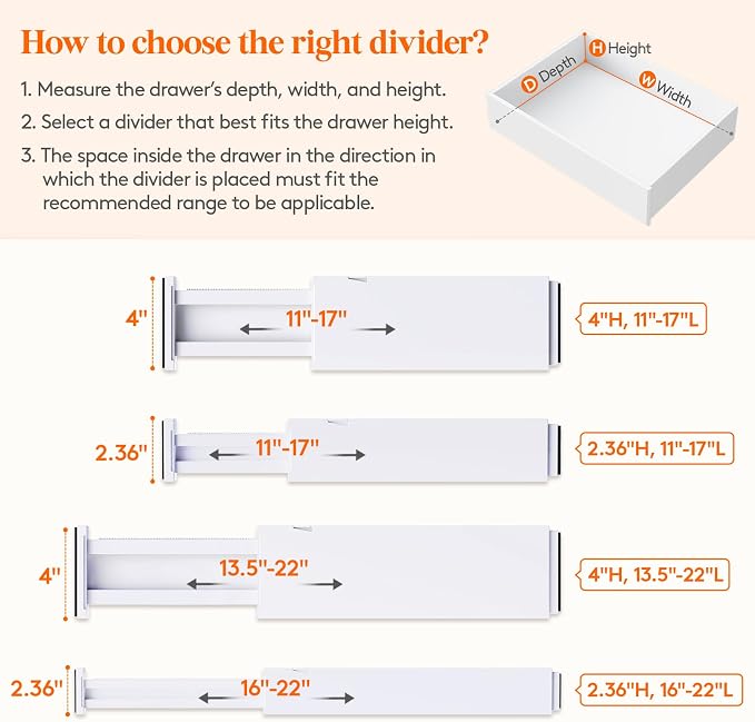 Lifewit 2.36" Upgrade Kitchen Drawer Dividers, Adjustable Drawer Organizer | - Image 3