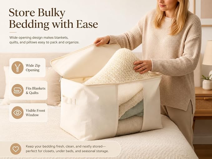 DoYiKe Soft Large Canvas Comforter Storage Bags - Image 5