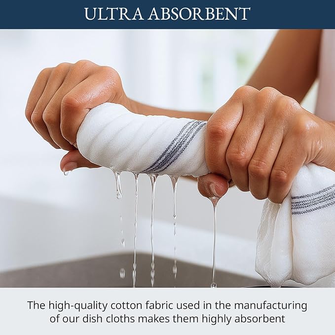 LANE LINEN Dish Towels for Drying Dishes 100% Cotton Absorbent 12 Pack - Image 4