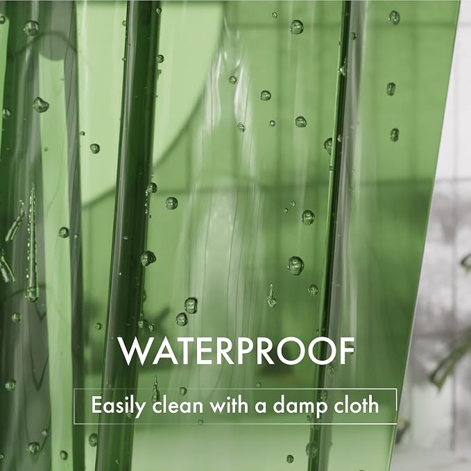 AmazerBath Shower Curtain Liner, 72x72 Transparent Pine Green Shower Liner - Image 4